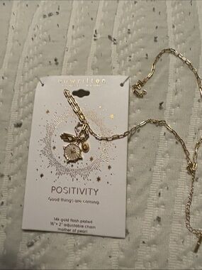 Unwritten Positivity Gold Multi-Charm  necklace 14 k gold flash plated